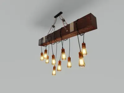 Wooden Chandelier 3D model purchase