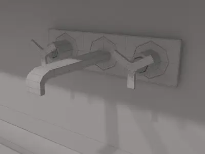 Faucet- Shower Head- Valve 3d Model Low-poly 3D model