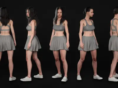 Woman - Summer Outfit 4 - Modular - Rigged Low-poly 3D model