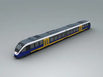Lowpoly Train 4 metro Low-poly 3D model