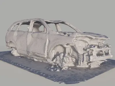 Burnt car 3d photogrammetry  Low-poly 3D model