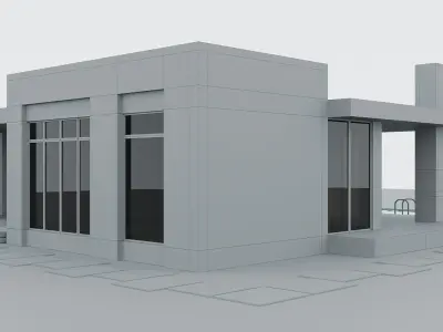 Modern Cottage - 01 Low Poly 3D Model Free low-poly 3D model