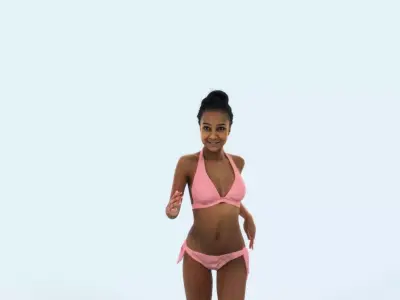 May 05E Running Jogging Beach Sport African American Woman Low-poly 3D model