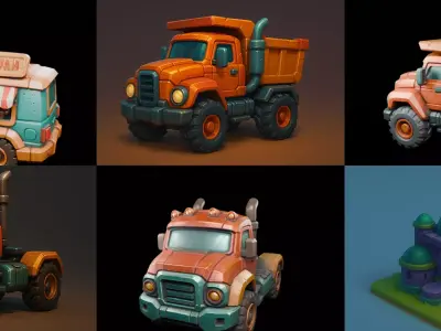 Stylized Car Advanced model bundle 14 pack 100 glb 3D model