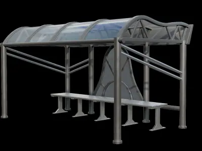 Game Ready Bus Stop 3 Low-poly 3D model