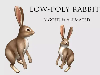hare rabbit bunny animation  Low-poly 3D model