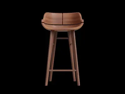 Walnut Counter Stool Low-poly 3D model