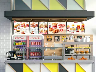 Fastfood and Coffee Kiosk 4 3D model