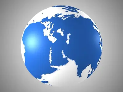 Solid Color Darker Blue White Globe 3D model