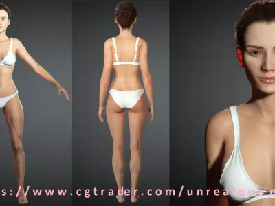 Realistic 3D Woman RIGGED for Unreal Engine Low-poly 3D model