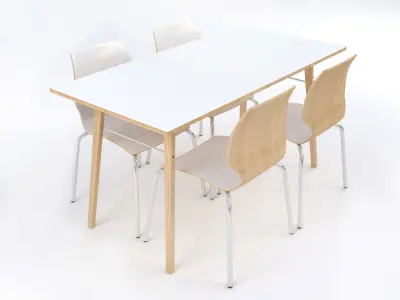 Tables and chairs set Boston style Low-poly 3D model