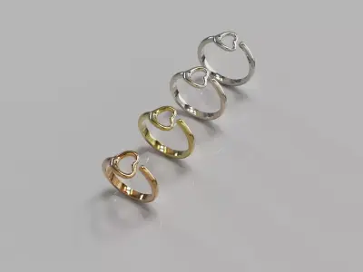 Heart Ring 3D print model 7