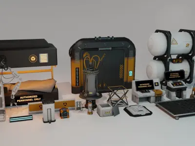 Sci-fi asset pack  Free low-poly 3D model