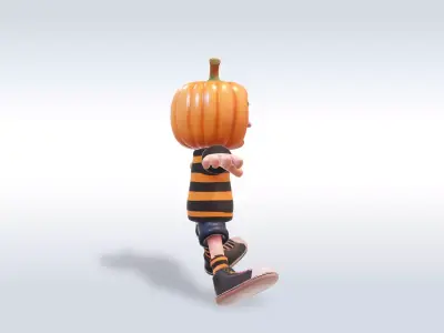 Cheerful Pumpkin Boy Halloween Character  Free 3D model