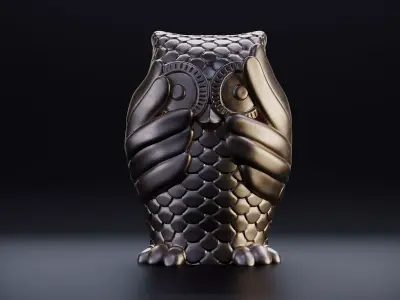 Mystical Owl Closed eyes 3D print model