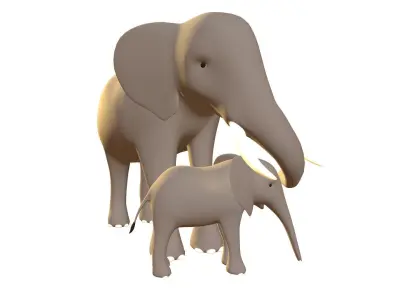 Elephant Pack - Stylized Low-poly 3D model