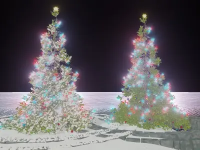 Christmas tree with snow and without snow 3D model