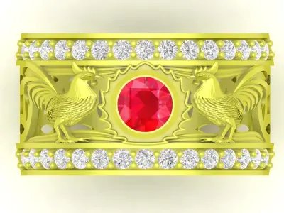 Luxury Ruby Diamond Bird Motif Men Ring 3D Model 4044 3D print model