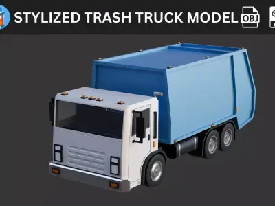 Stylized Trash Truck 3D Model 3D model