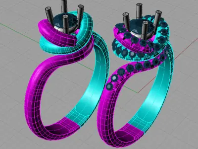 Set Solitaire Round diamond Heart Anello solitario Sl17 3D print model