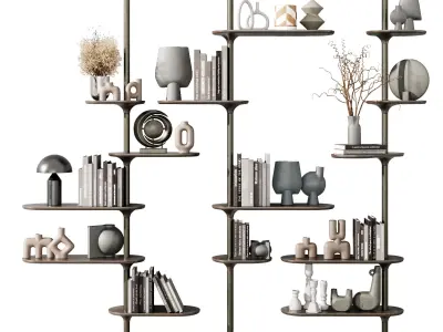 Mozea FLOW Modular wooden bookcase - Decorative With 29 3D model
