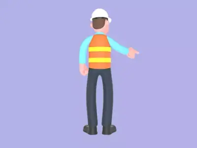 Stylized 3D Male Architect Character - Cartoon Pointing Pose 3D model