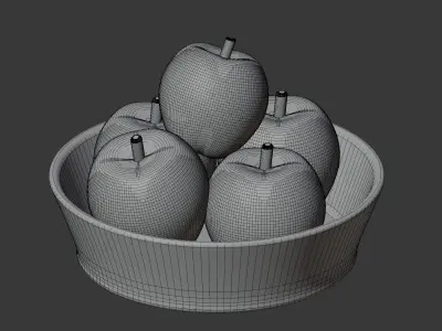 Apple Basket  Low-poly 3D model