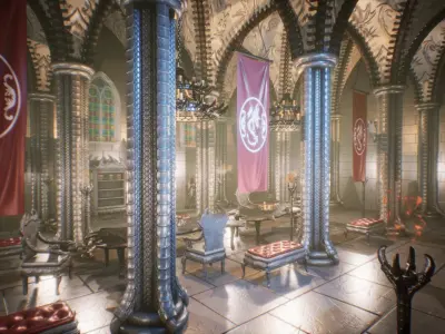 Dragon Hall 2 UNREAL Engine Low-poly 3D model