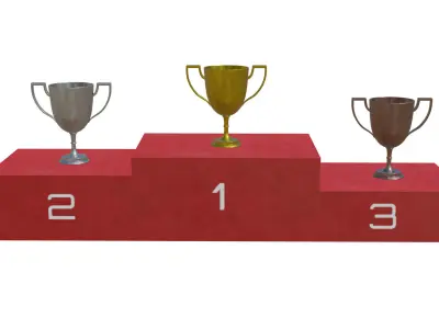 Trophy podium - Champion trophy Low-poly 3D model