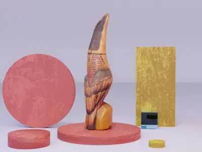 Parrot Toucan statuette Low-poly 3D model