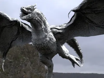 Dark Dragon Killgharrah low polly with UVs 3D model