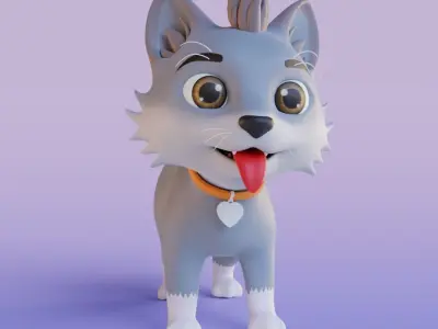 Wolf rigged cartoon  3D model
