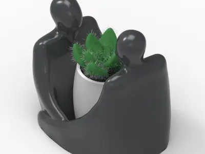 Hug Planter 2 - loving couple embracing 3D print model