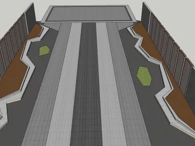 Modern boundary wall design 3D model