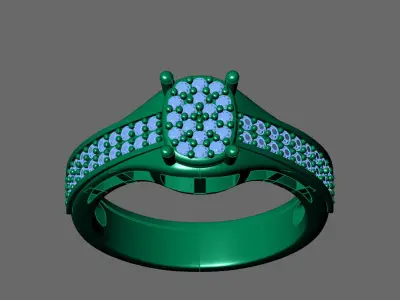 Womens Rings With Stone Ring Ready STL 3DM Models Rings women 3D print model 39