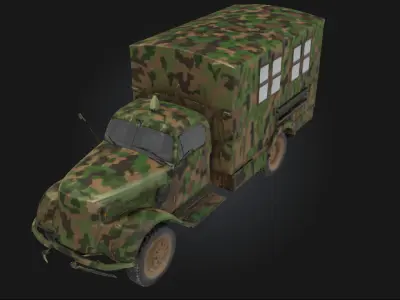 Camouflage Transporter  Concealed Military Vehicle Model 3D model