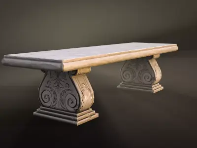 Stone Bench low-poly game-ready Low-poly 3D model