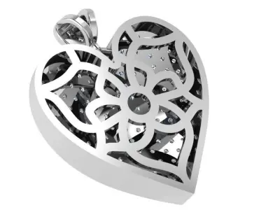 Heart Pave Pendant 0796 3D print model