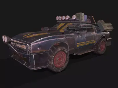 CAR12 old car with gun Low-poly 3D model