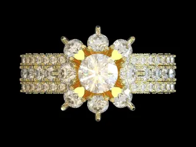 Women diamond ring Style Luxury Diamond R01 3D print model