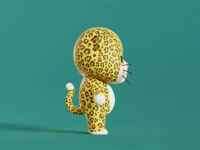 Leopard Cartoon Character Chibi Kawaii  Low-poly 3D model