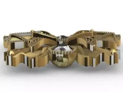 3D Butterfly Brooch  Pendant  Jewelry Design Gold and Gemstones 3D model