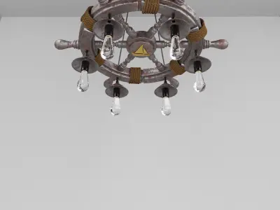 Ship Wheel Themed Chandelier 3D model
