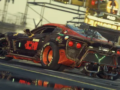 Cyberpunk Flanker-F C4d and Octane scene Low-poly 3D model