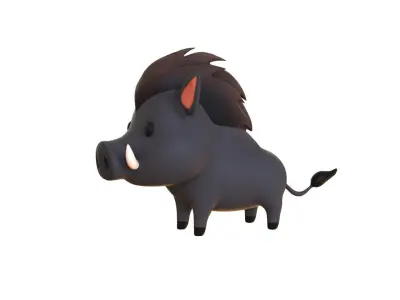 Cartoon Wild Boar Animal 03 Low-poly 3D model