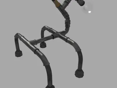 Metal pipe decorative lamp Low-poly 3D model