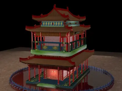 Chinese ancient house  3D model 39