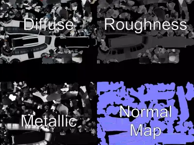 Futuristic Electric Bus model pack Low-poly 3D model