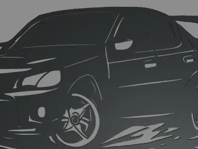 Drifting Car 01 Wall Silhouette 3D print model