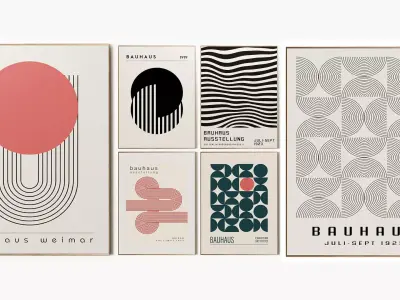 Bauhaus RedSunshine Poster Set 3D model